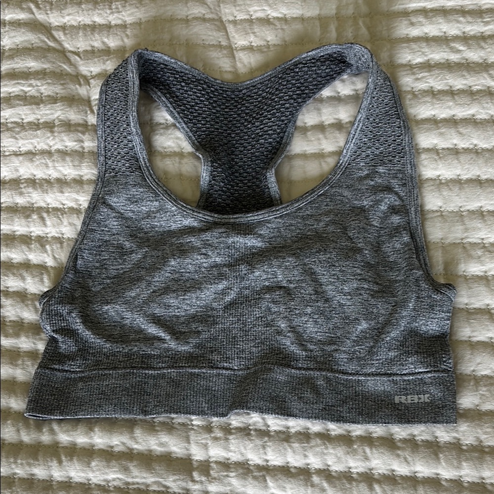 RBX Gray Racerback Sports Bra with Moisture-Wicking Fabric
